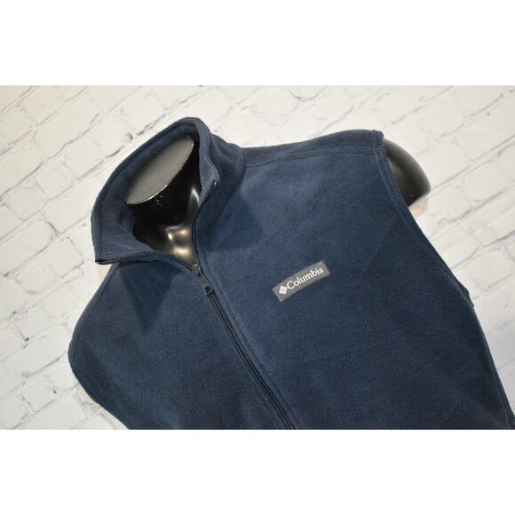 Columbia Fleece Jacket Vest Mens Size XL Camping Hiking Polyester Blue W Pockets - Picture 1 of 6